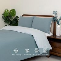 Ensemble de housse de couette réversible 3 pièces en coton 100% pour lit Queen Size, tissu doux et respirant, fermeture éclair, motif uni 2
