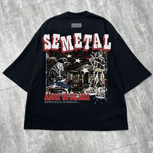 เสื้อยืดผู้ชายสีดำบ็อกซี่เสื้อยืดสตรีทแวร์เสื้อคอตตอนโอเวอร์ไซส์พิมพ์ลายออกแบบได้ตามต้องการ - Product Image 4