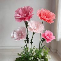 Fleurs artificielles géantes en mousse EVA bleue avec base sur poteau pour mariages, Noël, événements de remise de diplômes - Présentoir respectueux de l'environnement