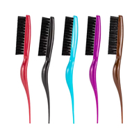 Brosses à cheveux de barbier personnalisées avec logo d'usine, peigne en poils de sanglier et en nylon, peigne à queue de rat, brosse de contrôle des bords 3 en 1 pour salon
