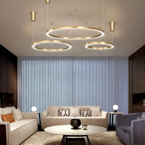 Lustre suspendu LED circulaire minimaliste moderne en acrylique, luminaire de plafond de luxe pour intérieur - Product Image 5