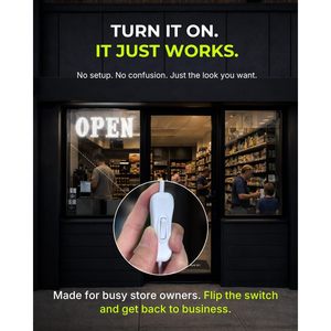 Enseigne LED ouverte 31x11 pouces, texte statique blanc, alimentation par prise, pour vitrine de magasin ou affichage en vitrine - Product Image 5