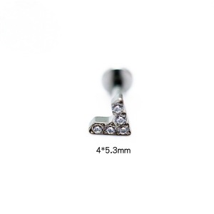 Pendiente de Titanio G23 en Forma de V con Incrustaciones de Zirconia, Diseño Geométrico, Joyería para Piercing - Product Image 4