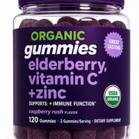 Complément Alimentaire Naturel pour Adultes : Gommes de Vitamine C et de Zinc à la Baie de sureau pour Soutenir la Fonction Immunitaire