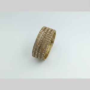 Jewelemarket <b>Gold</b> Plated Crystal Stone Bracelets & <b>Bangles</b> <b>Set</b> 2.4 Size Elegant & Luxurious Jewelry Collection - Product Image 2