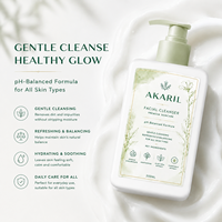 Akaril 300ml Nettoyant Visage Équilibrant le pH à l'Hyaluronate de Sodium, Asiaticoside, Aloe Vera et Extrait de Camomille – Soin Premium pour la Peau