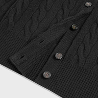 Maßgefertigte 100% Wolle Klassische Einfarbige Zopfmuster-Strickjacke mit Langen Ärmeln Verdickter Woll-Cardigan Damenkleidung