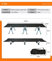 Lit de camp pliable double ultraléger en alliage d'aluminium, hauteur réglable, avec logo personnalisé OEM, moderne, portable, pour l'extérieur