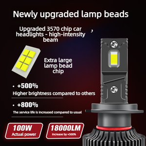 ไฟหน้ารถยนต์ LED รุ่นใหม่ <span class=keywords><strong>V11</strong></span> สามสี กำลังสูง 100W แสงหน้า 6500K - Product Image 2