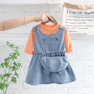 Ensemble Robe en Jean Délavé et T-shirt à Manches Longues en Coton pour Filles, Collection Automne 2022, Vente en Gros de Vêtements pour Enfants - Product Image 2