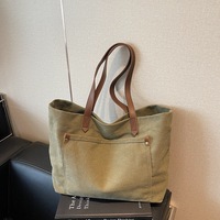 Sac fourre-tout en toile décontracté grande capacité pour femme, avec support sous le bras, idéal pour l'automne et l'hiver, parfait pour les étudiantes