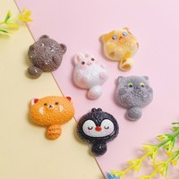 Miniatures d'animaux mignons en résine à dos plat pour loisirs créatifs, embellissements pour scrapbooking