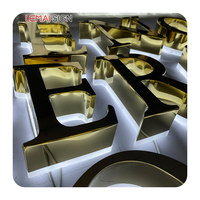 Letrero Comercial Personalizado para Exteriores con Retroiluminación Dorada, Letras Metálicas 3D LED, Logotipo Publicitario, Letrero con Letras