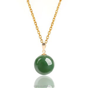 Certifié Épinards Vert Hetian Jade Vert Jade Boule Pendentif 18k Or Naturel Jade Pendentif Collier Pour Hommes Et Femmes - Product Image 5
