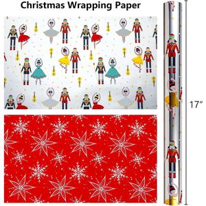 Rollo de Papel de Regalo Navideño MAYPLUSS de 17 Pulgadas x 33 Pies con Diseño de Cascanueces, Papel de Regalo Reciclable - Product Image 4