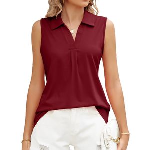 Camiseta sin mangas de punto transpirable de secado rápido para mujer, cuello redondo, color liso, ajuste holgado, ideal para verano - Product Image 4