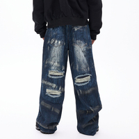 Jeans coupe-vent pour homme, style désert, marque américaine tendance, coupe ample et décontractée, pantalon large à coupe courbée pour homme