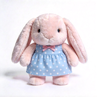 Peluche Lapin Mignon à Longues Oreilles Tendance, Esthétique Kawaii, Douce et Rembourrée avec Robe, Idéale pour la Revente