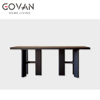 Table à manger en bois d'orme massif de style Wabi Sabi pour l'intérieur - Imperméable, durable, écologique, taille personnalisable pour hôtel, appartement, villa