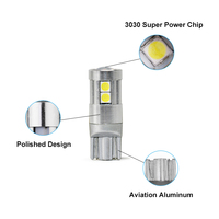 Ampoule LED RCJ T10 3030 Haute puissance 6W DC12-24V Aluminium aéronautique Canbus Intérieur et largeur Feux automobiles