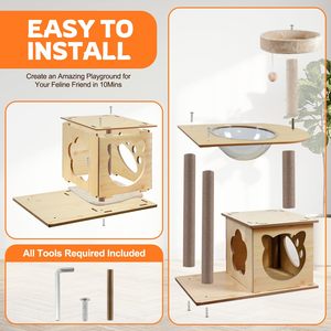 Arbre à chat moderne et économique en <span class=keywords><strong>sisal</strong></span> et bois, écologique, pour l'intérieur et l'extérieur, avec griffoir et tour d'escalade, vente en gros - Product Image 5