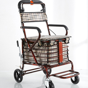 Lightweight <b>Foldable</b> Hand <b>Trolley</b> With 4 PU Wheels For Elderly Shopping Use Steel Pipe Construction - Product Image 4