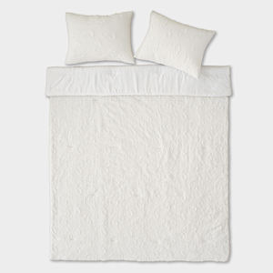 Magnifique léger Boho Shabby Chic Snow White Leaf Jacquard Broderie King Size Ensemble de couettes - Product Image 2