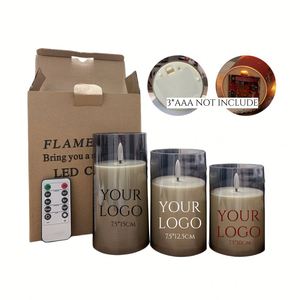 Ensemble de bougies LED sans flamme à effet vacillant, fonctionnant sur piles, en acrylique gris, avec télécommande et minuterie, pour la maison et le bar - Product Image 1