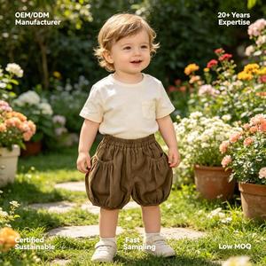 Vêtements pour bébé personnalisés, bloomers <span class=keywords><strong>en</strong></span> ramie, taille élastique, style lin pour tout-petits, respirant, été, boutique pour bébés, shorts unisexes - Product Image 1