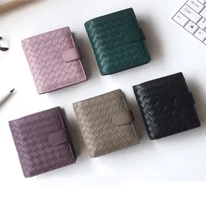 Elegante Damen lange Brieftasche benutzer definierte Geldbörse mit geflochtenem Leder Logo gedruckt und geprägt wasserdicht Feature modisch