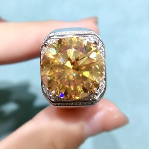 <strong>Silver</strong> 925 Original 10 Carat Brilliant Cut Diamond Test Past Shiny Yellow Moissanite Wedding <strong>Ring</strong> for <strong>Men</strong> Real Gemstone Jewelry - Product Image 3