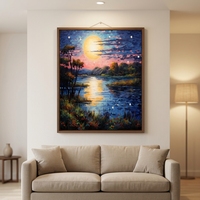 Kit de Broderie Diamant 5D pour Adultes, Paysages Nocturnes, Complet, Carré, DIY, Peinture Diamant sur Toile, Décoration Murale Maison, Cadeau