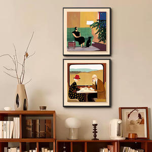 Peintures de couple âgé de style Maillard sur toile encadrée, art mural pour la décoration du salon - Product Image 4