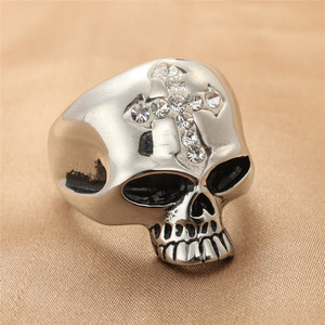 Skull <b>Ring</b> Silver Men's Punk Retro <b>Titanium</b> Steel Jewelry Gift 290109 - Product Image 1