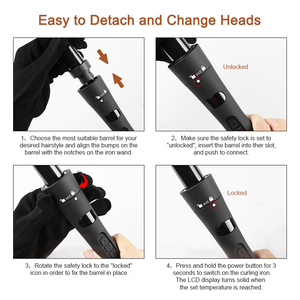 Set di bacchetta arricciacapelli professionale rivestimento in ceramica intercambiabile arricciacapelli ferri rotanti all'ingrosso capelli arricciacapelli - Product Image 5