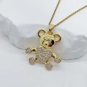 ชุดต่างหูและสร้อยคอลายหมีเพทายทองแดงหรูหราสำหรับผู้หญิงของขวัญแต่งงานที่สมบูรณ์แบบ - Product Image 3