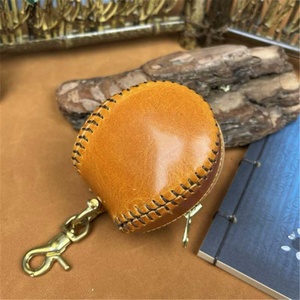 Monedero de Cuero Genuino de Primera Capa de Piel de Vaca Cosido a Mano con Temática de Béisbol Retro, Cartera para Monedas y Llaves - Product Image 4