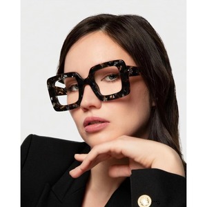Gafas Ópticas Cuadradas con Montura Completa, Lentes Transparentes Marrones, Unisex, Montura Extra Ancha 2022 - Product Image 1