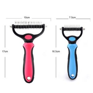 Raschiatore per peli di animali domestici in acciaio inossidabile lame Double face pelliccia ridondante <span class=keywords><strong>spazzola</strong></span> per rimozione peli per animali domestici <span class=keywords><strong>spazzola</strong></span> da sposo - Product Image 4