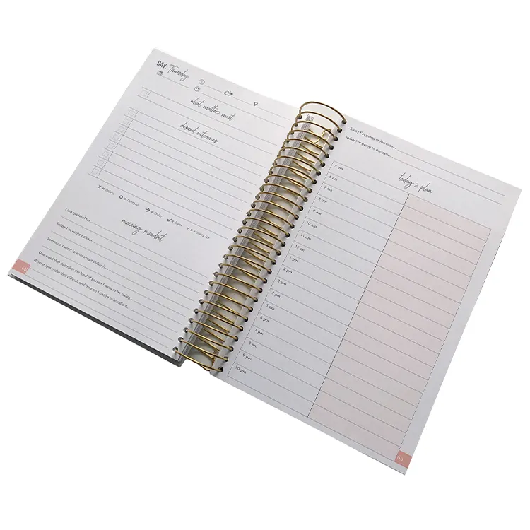 Custom Spiral A5 Weekly Daily Planner Notebook 100 Inner Sheets PVC Cover Custom Logo Free Sample Promotional Style Size A5