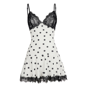 Sexy Polka Dot Lace Over Mesh Double Layer Cami Dress-Vintage Y2K Slim Fit Flattering Slip Dress Women Digital <b>Printing</b> <b>Mini</b> - Product Image 6