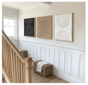 Grande Quadro Astratto in <span class=keywords><strong>Bianco</strong></span> <span class=keywords><strong>e</strong></span> <span class=keywords><strong>Nero</strong></span> con Cornice per Soggiorno, Set di 3 Stampe su Tela in Stile Boho per Pareti - Product Image 6