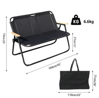 Banc pliant d'extérieur Love Seat Chair Double chaise de camping causeuse pour 2 personnes cadre en aluminium Double chaise de camping