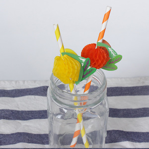 Fruit Honeycomb <b>Paper</b> Straws <b>Orange</b> Lemon Wood Pulp Straight Pipe Party Decor Beverage Supplies - Product Image 3