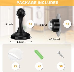 Butées de porte Butées de porte en acier inoxydable pour montage mural et au sol Butée de porte sans perçage avec rubans adhésifs 3D - Product Image 2