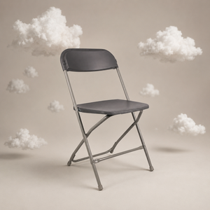 Modern Durable Lightweight Portable Flat Back Plastic Folding <b>Chair</b>-Comfortable Outdoor <b>Dining</b> <b>Chair</b> for Hotel & Park Use <b>Gray</b> - Product Image 1