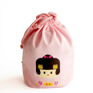 Sac à cordon de serrage de dessin animé japonais, sac de rangement multifonction bleu clair et rouge pour le déjeuner - Product Image 4