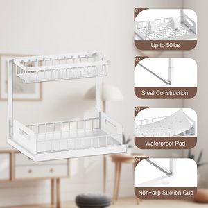 2-Tier Sliding <b>Under</b> Sink Organizer-Rustproof Metal Storage for Kitchen & Bathroom Cabinets for Cleaning Supplies - Product Image 3