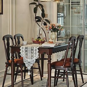 French Retro Style <b>Solid</b> <b>Wood</b> Rectangular Dining <b>Table</b> For Small Apartment Home Use - Product Image 1