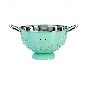 Colador de cocina de color azul cielo, colador, cesta, venta al por mayor, fideos de frutas y verduras de acero inoxidable - Product Image 1
